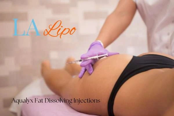 Woman having fat dissolving injections Warrington on thighs