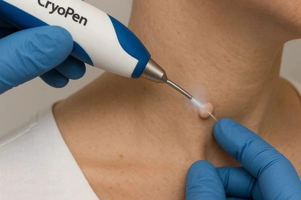 Person receiving Cryotherapy skin tag removal Warrington